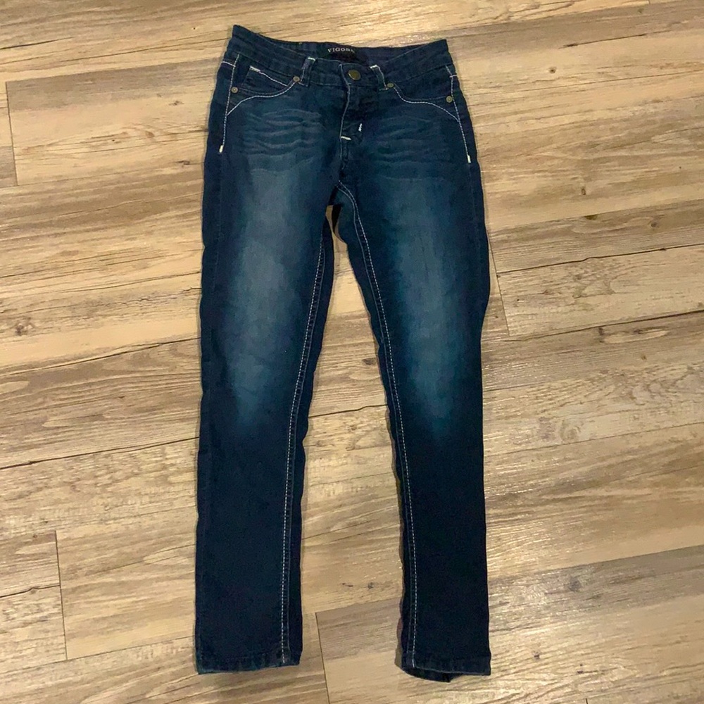 Cute Dark Blue Jean With White Outline